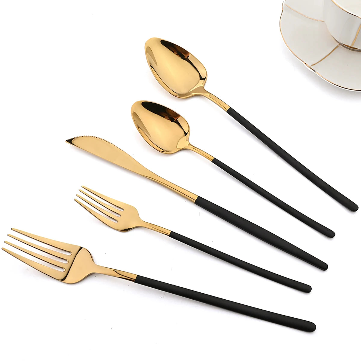 24pcs Gold Stainless Steel Cutlery