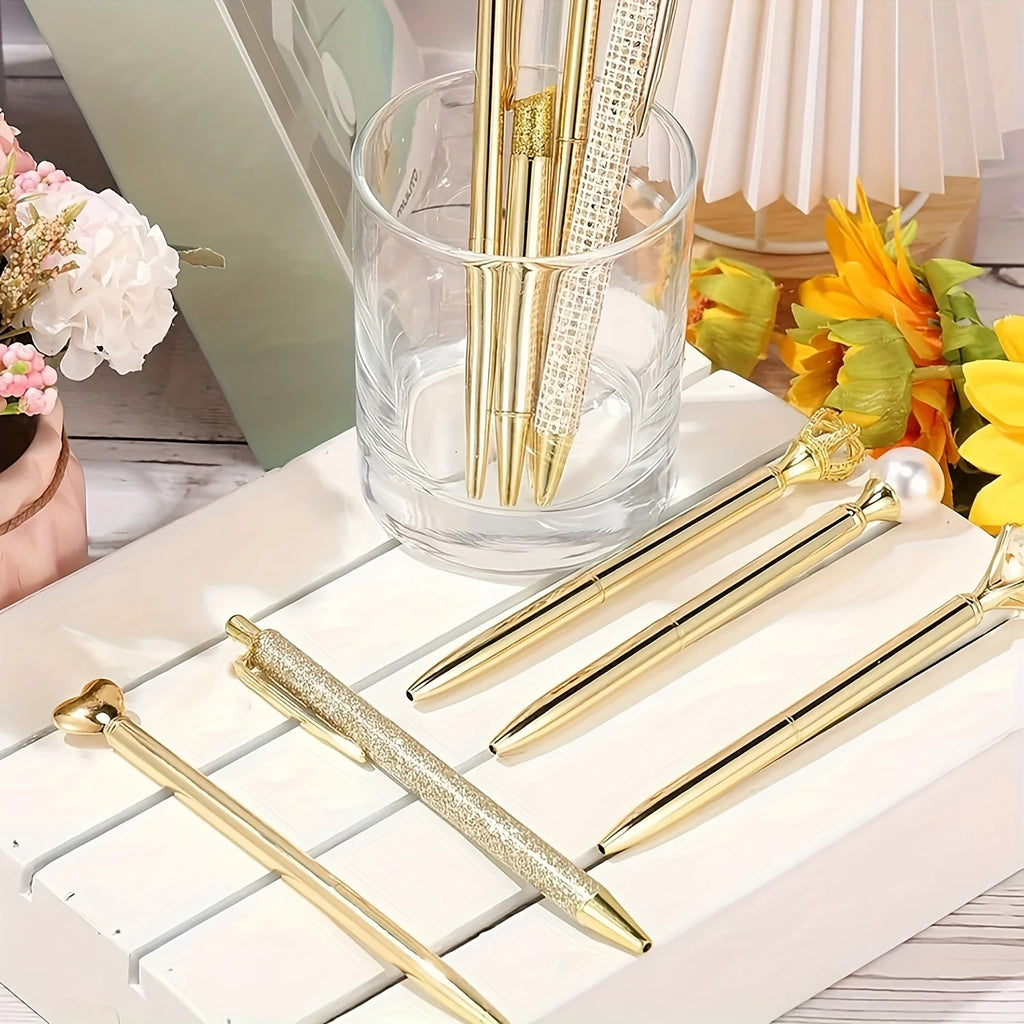 Golden Diamond-Shaped Pens 9 pcs
