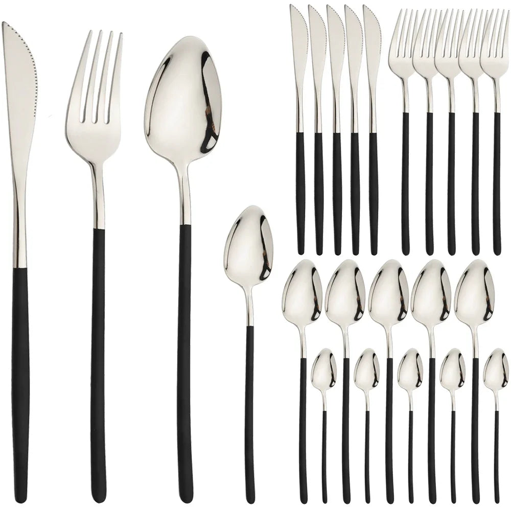 24pcs Gold Stainless Steel Cutlery