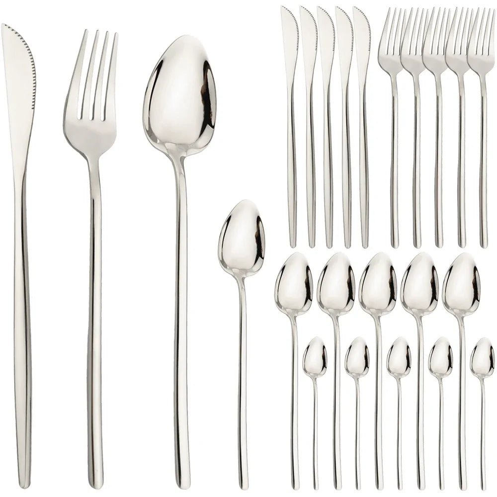24pcs Gold Stainless Steel Cutlery