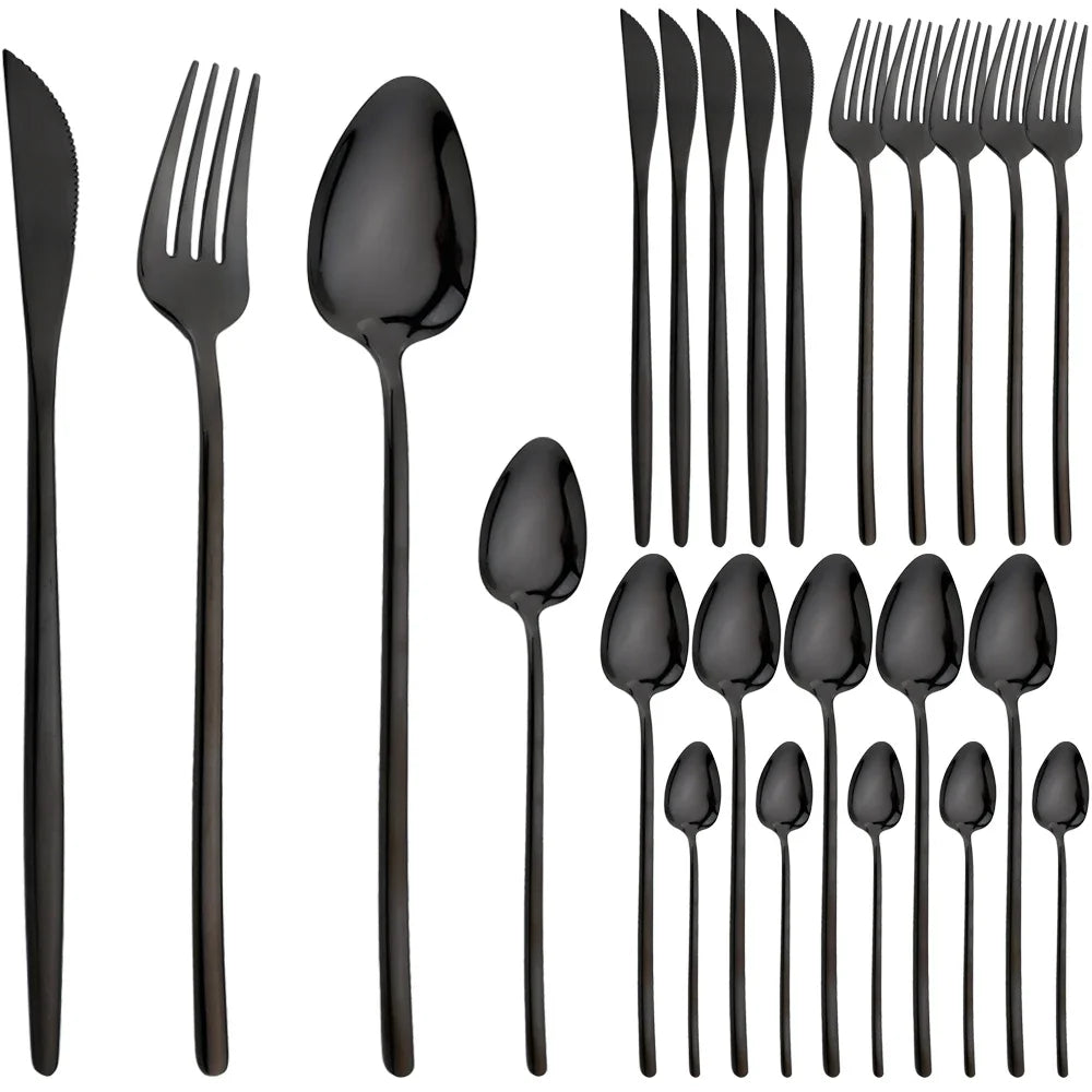 24pcs Gold Stainless Steel Cutlery