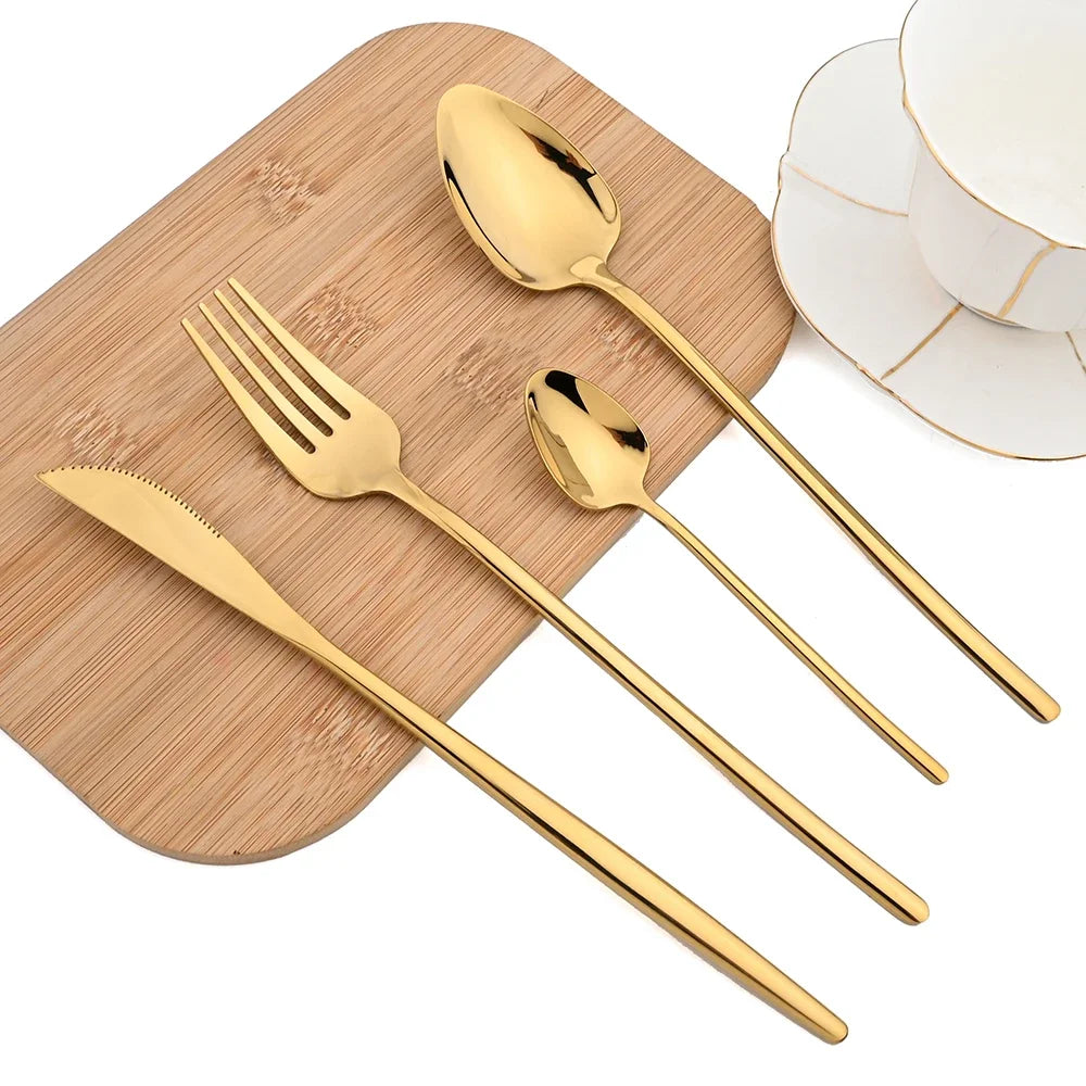 24pcs Gold Stainless Steel Cutlery