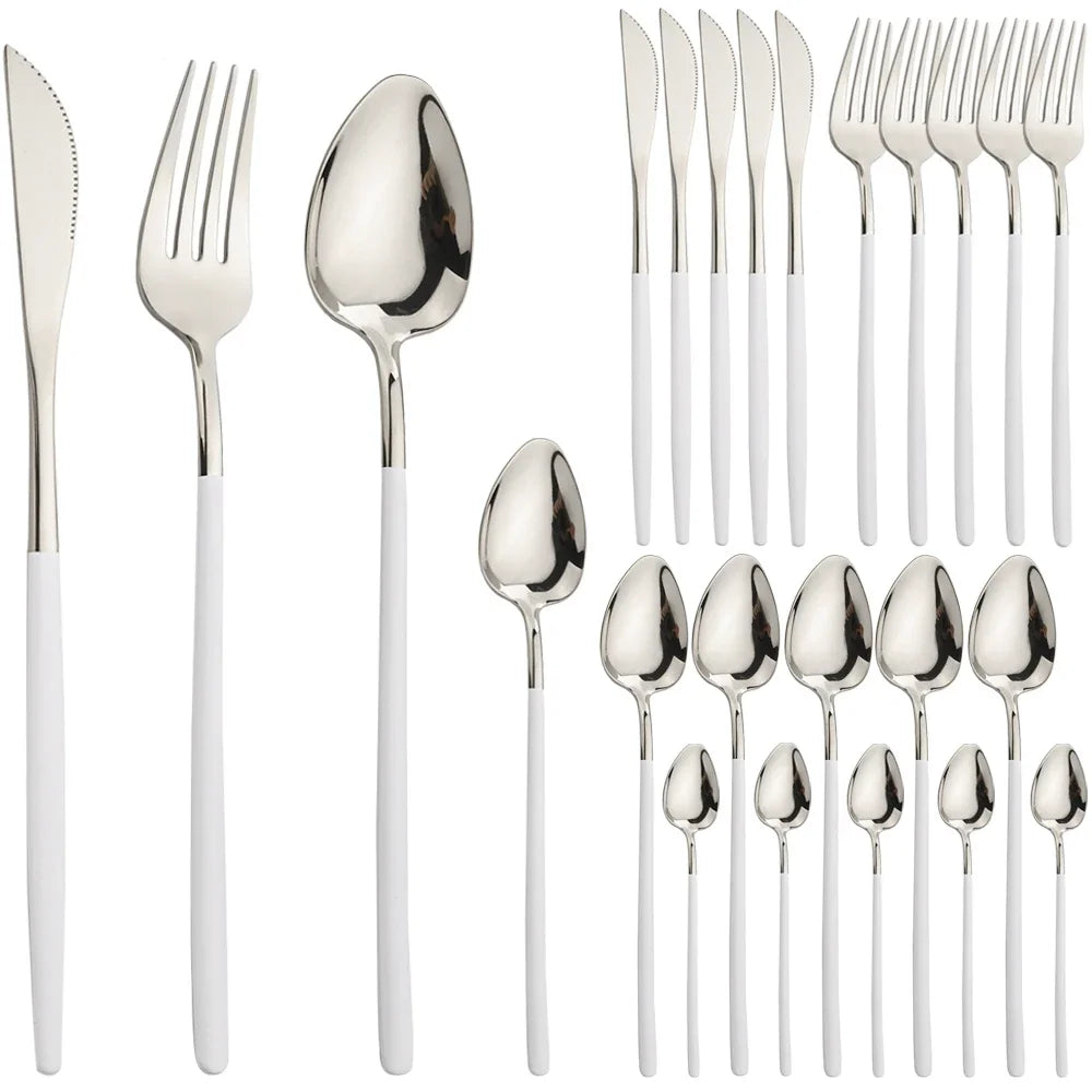 24pcs Gold Stainless Steel Cutlery