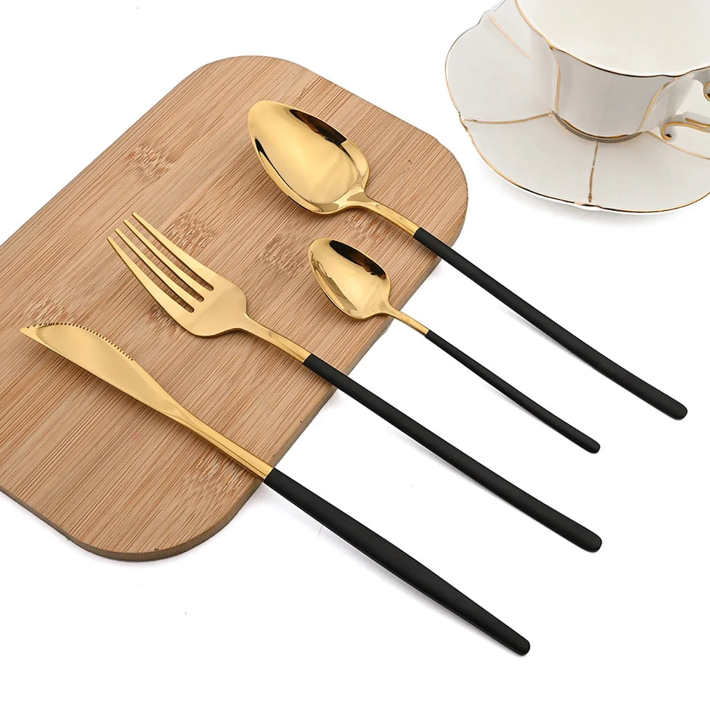 24pcs Gold Stainless Steel Cutlery