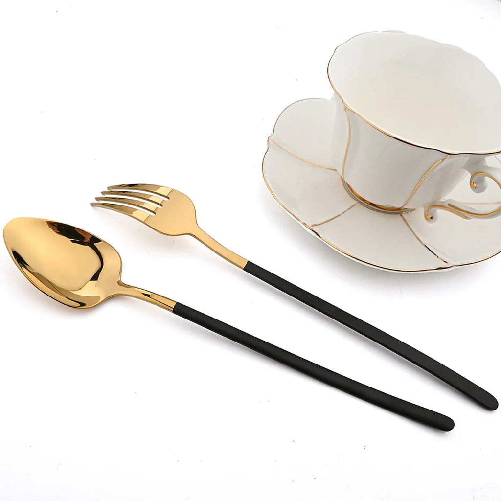 24pcs Gold Stainless Steel Cutlery