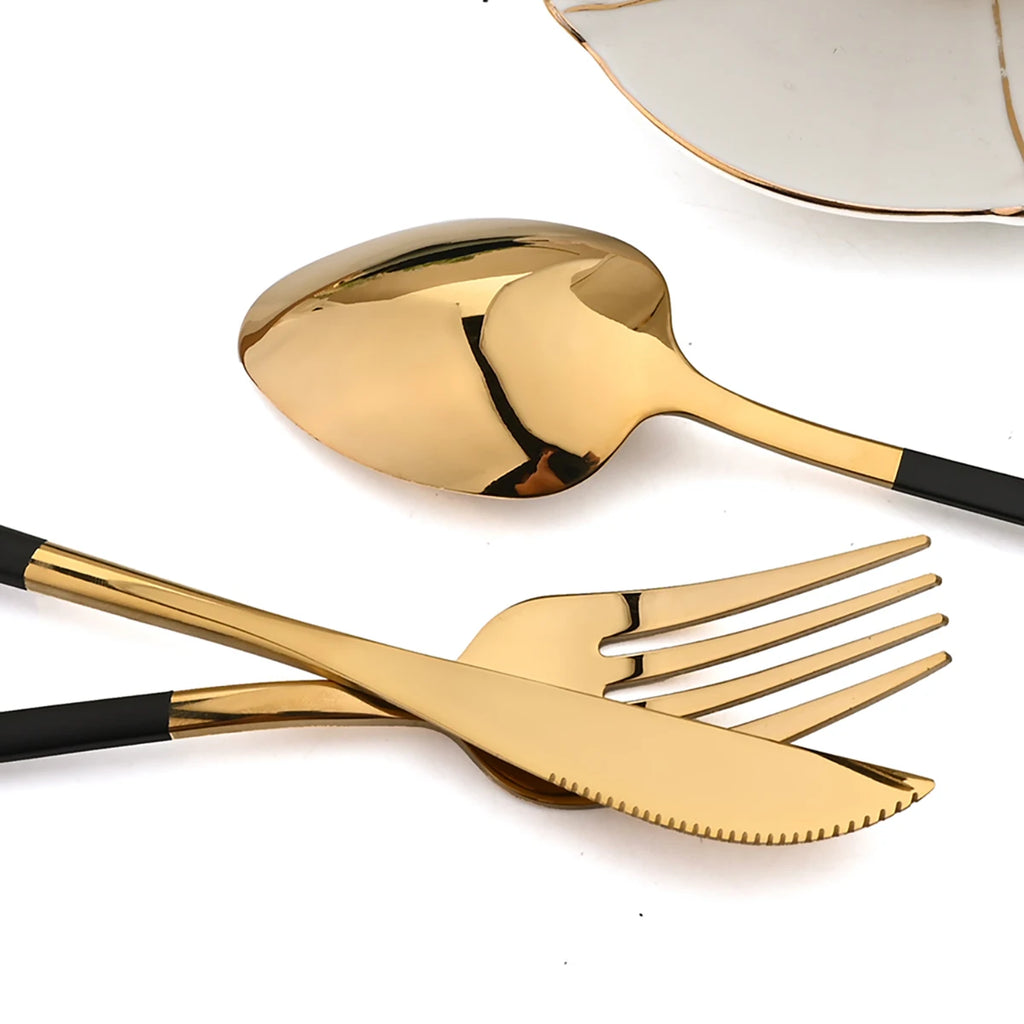 24pcs Gold Stainless Steel Cutlery