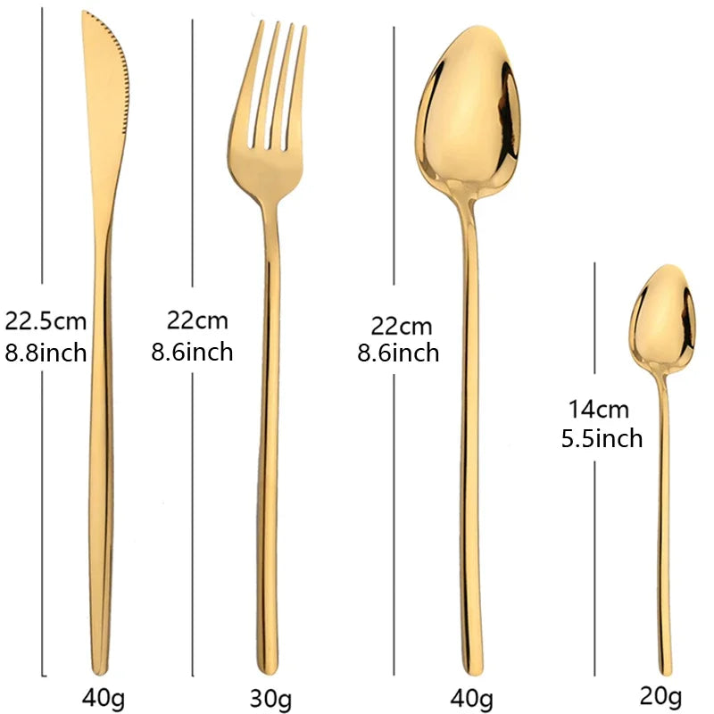 24pcs Gold Stainless Steel Cutlery