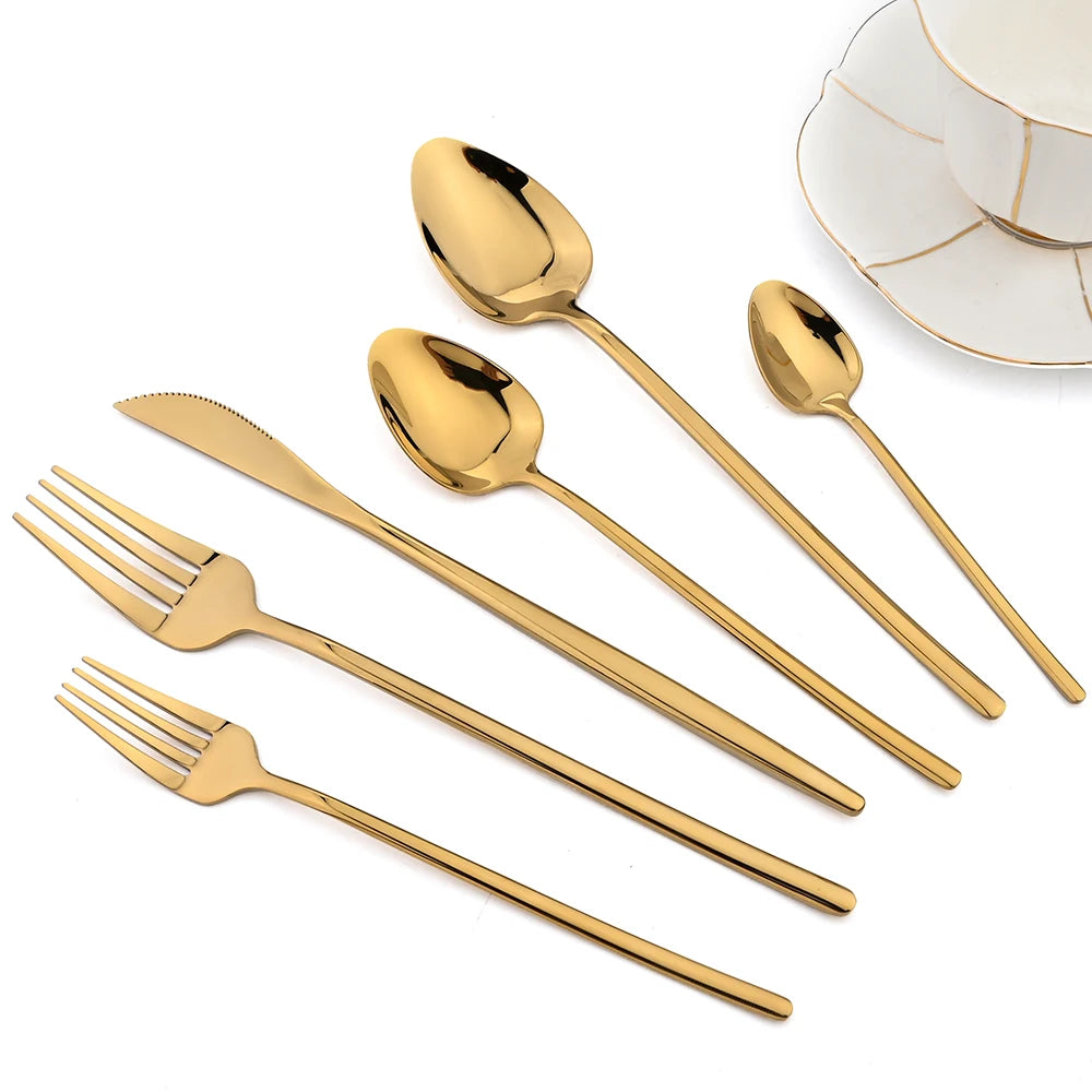 24pcs Gold Stainless Steel Cutlery