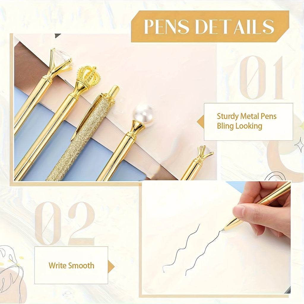 Golden Diamond-Shaped Pens 9 pcs