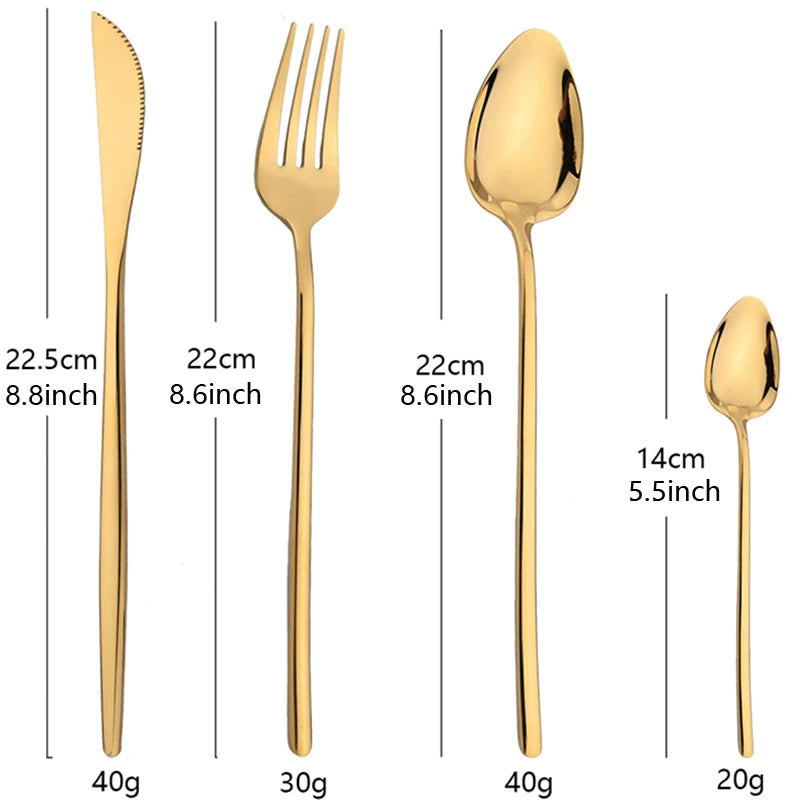 24pcs Gold Stainless Steel Cutlery