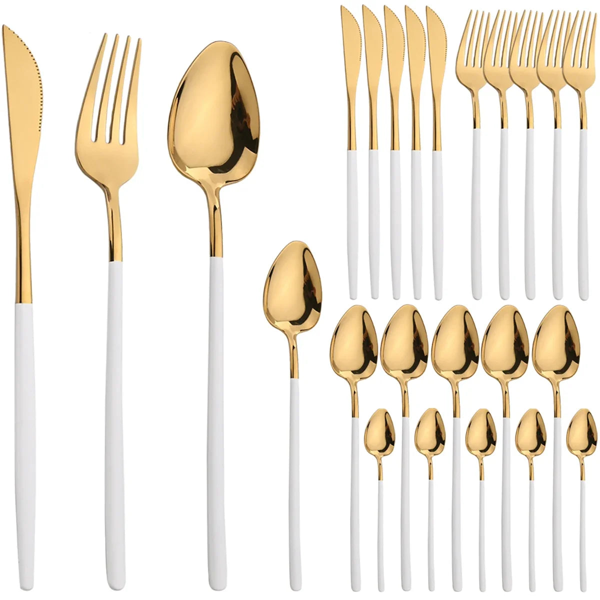 24pcs Gold Stainless Steel Cutlery
