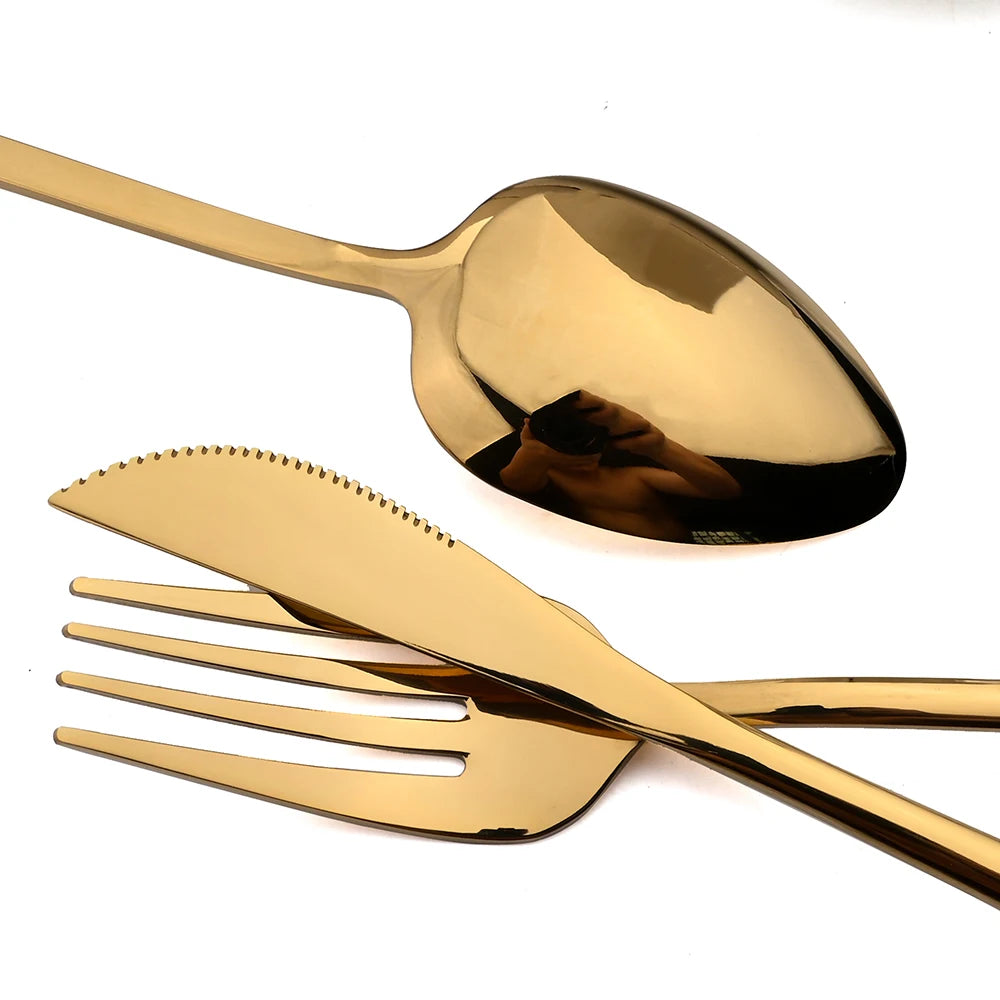 24pcs Gold Stainless Steel Cutlery